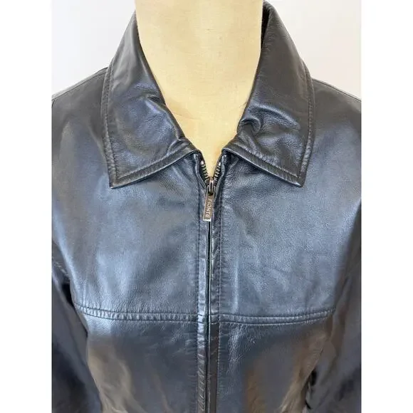 Fionte Italian Black Leather Mens Bomber Jacket XS #1-0164 Italy - Picture 6 of 13